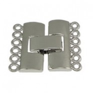 Metall clip / fold over verschluss ± 23x18x5mm 2x6 Ösen Antik Silber